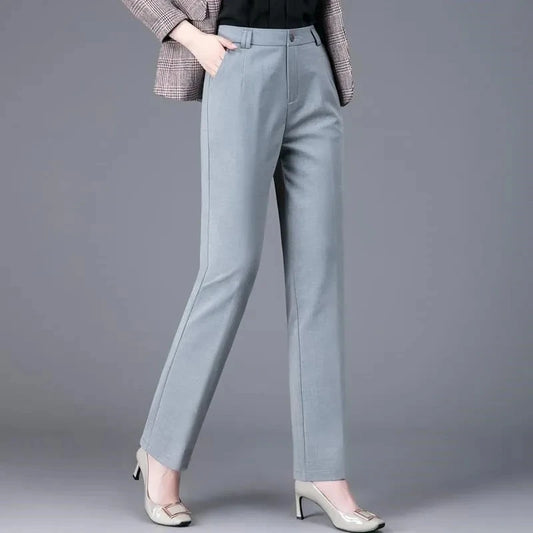 Elegant Slim Fit Office Ol Suit Pants Women Classic High Waist Straight Trousers Business Vintage Formal Work Pencil Pantalones
