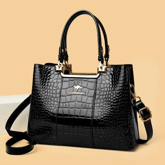 Three Layers Luxury Designer Shoulder Bags - High Quality Patent Leather Messenger Casual Tote Bag for Women - Large Capacity Handbags