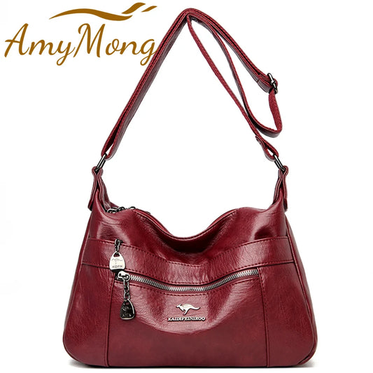 New Genuine Leather Handbags Luxury Designer Women Shoulder & Crossbody Messenger Purses