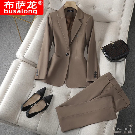 2025New Autumn Winter Women's Long Sleeve Professional Suit with Pants Elegant Set Interview Workwear Formal Suit