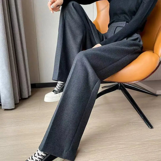 New Autumn Slim High Waist Straight Women's Pants Casual Solid Color Loose Chic Female Wide Leg Pants Fashion Office Ladies pant