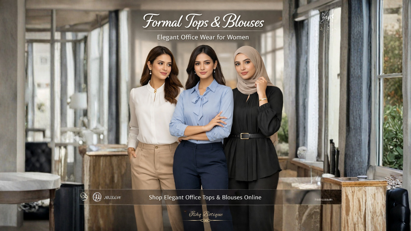 Formal shirts and blouses for women designed for elegant office wear by Ishq Botique.
