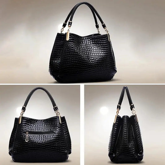 Large Capacity Women's Tote Bag - Crocodile Print Shoulder Handbag for Daily Commute and Shopping