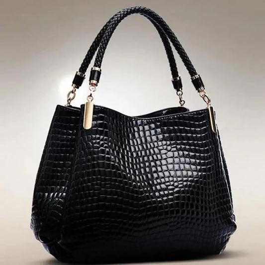 Large Capacity Women's Tote Bag - Crocodile Print Shoulder Handbag for Daily Commute and Shopping
