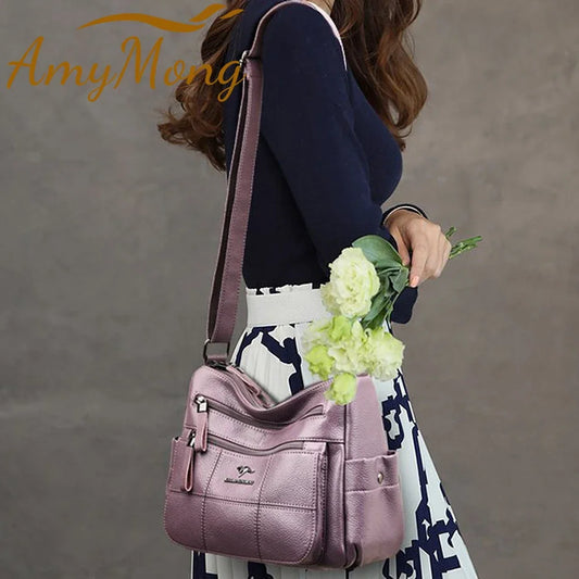 Genuine Leather Luxury Handbag Women’s Designer Crossbody Messenger Purse 2021 Waterproof Bags